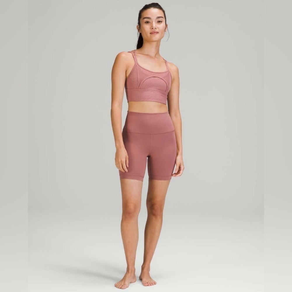 Lululemon Nulu & Mesh Yoga Bra Light Support, A/B Cups Jewel Emboss Spiced Chai
